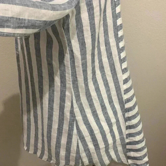 Habitat Relaxed Striped 100% Linen Langelook Button Down Shirt - Picture 4 of 7